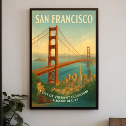 Vintage San Francisco Golden Gate Bridge Travel Poster