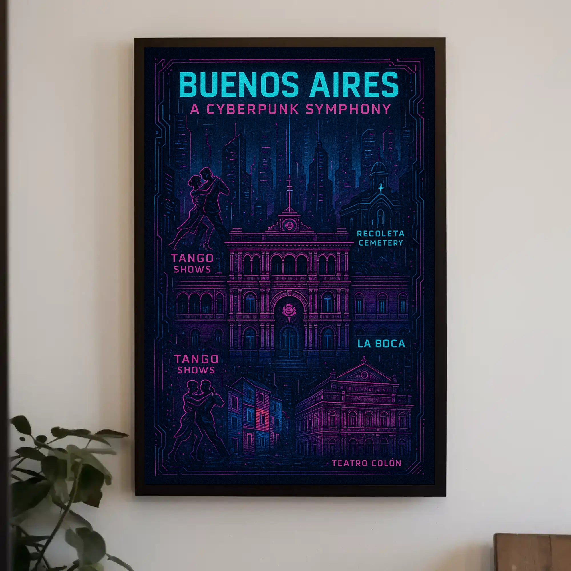 Buenos Aires A Cyberpunk Symphony Poster PosterGoat