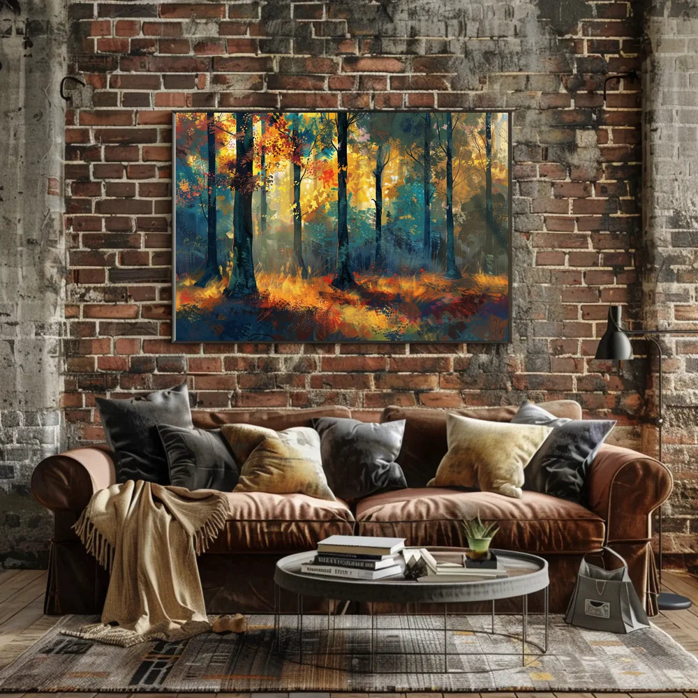 Autumn Forest Impressionistic Art Poster: Tranquil Beauty