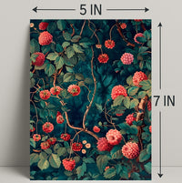 Vibrant Red Floral Scene Artistic Poster