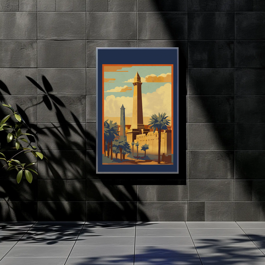 Egypt Obelisks Palm Trees Temples Vintage Travel Poster