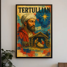Tertullian Bearded Man with Nativity Scene Cultural Poster