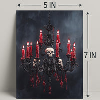 Gothic Chandelier With Skulls Poster