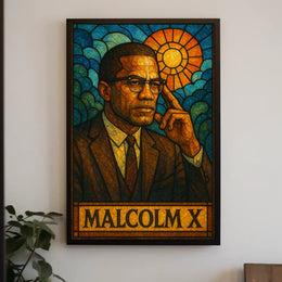 Malcolm X Stained Glass Tribute Poster