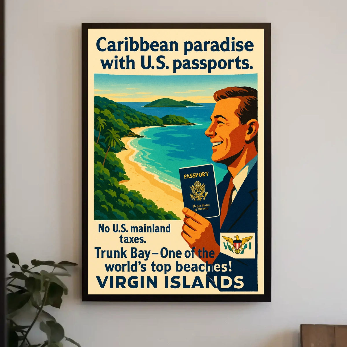 Caribbean Paradise With U.S. Passports Poster