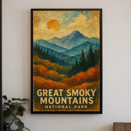 Great Smoky Mountains National Park Scenic Wanderlust Nature Escape Vintage Inspired Wall Art Poster