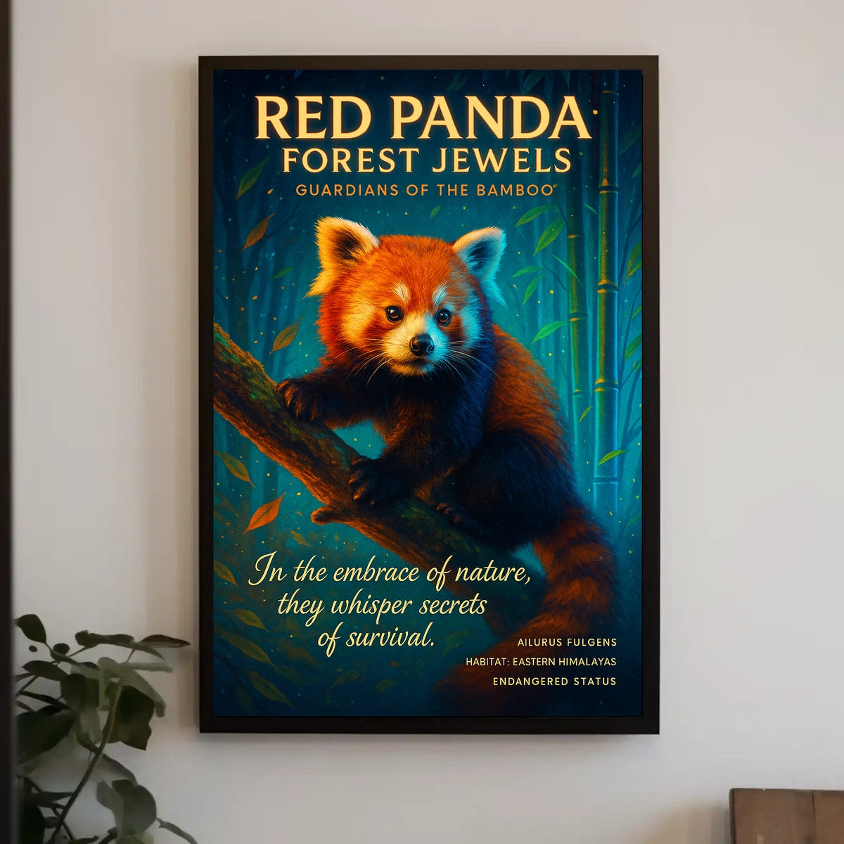Red Panda Forest Jewels Poster