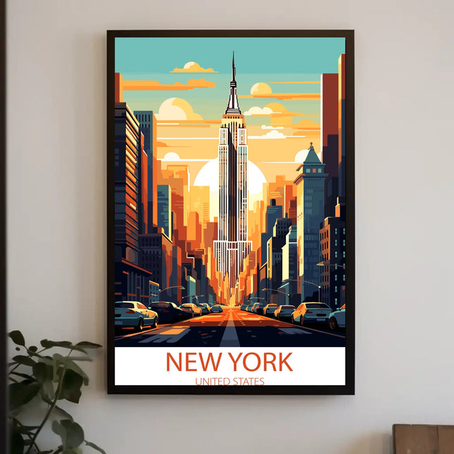 Empire State Building Retro New York Cityscape Urban Poster