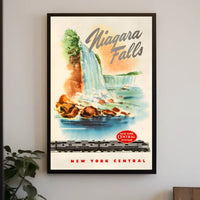 Niagara Falls Travel Adventure Vintage Train Poster