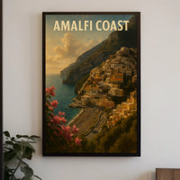 Amalfi Coast Poster Wall Art for Coastal Decor and Travel