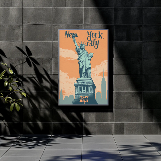 New York City Statue of Liberty Vintage Poster