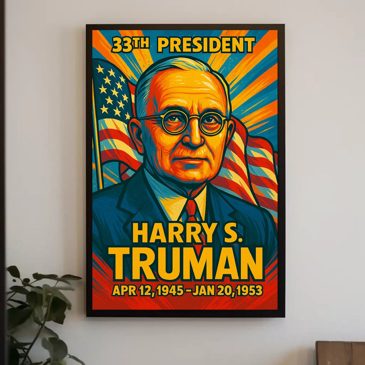Harry S. Truman 33rd President of the United States Colorful Comic Book Style Poster