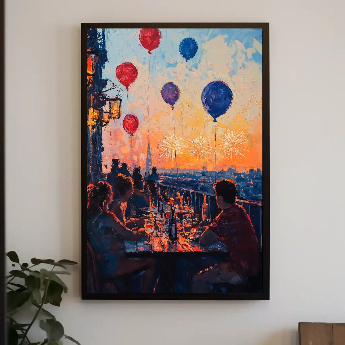 rooftop barbecue at sunset Poster