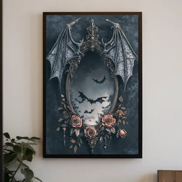 Gothic Elegance Mirror Of Bats Poster