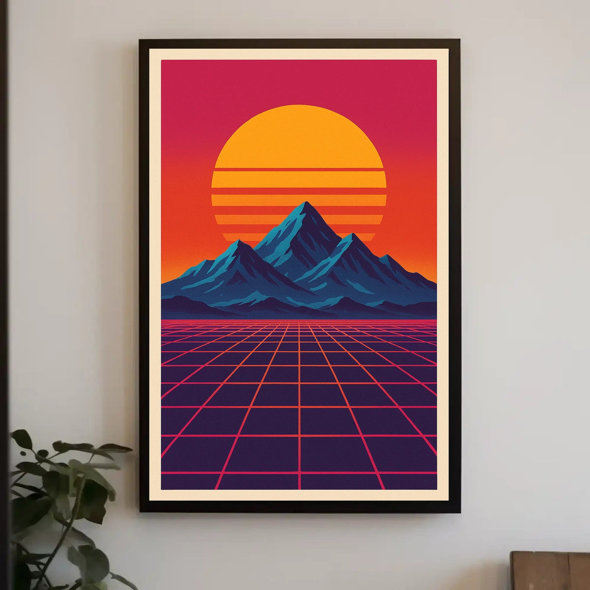 Retro-Futuristic Sunset Synthwave Futuristic Sci-Fi Poster