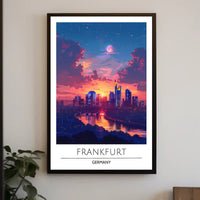 Frankfurt Skyline at Vibrant Sunset Urban or Cityscape Poster