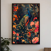 Vibrant Peacock In Bloom William Morris Art Poster