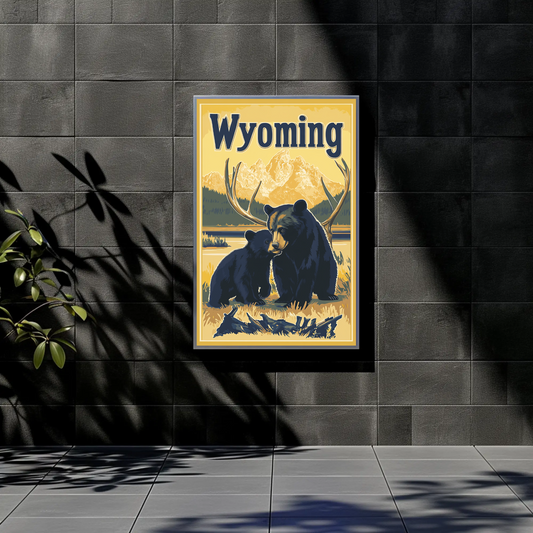 Wyoming Black Bear Vintage Poster