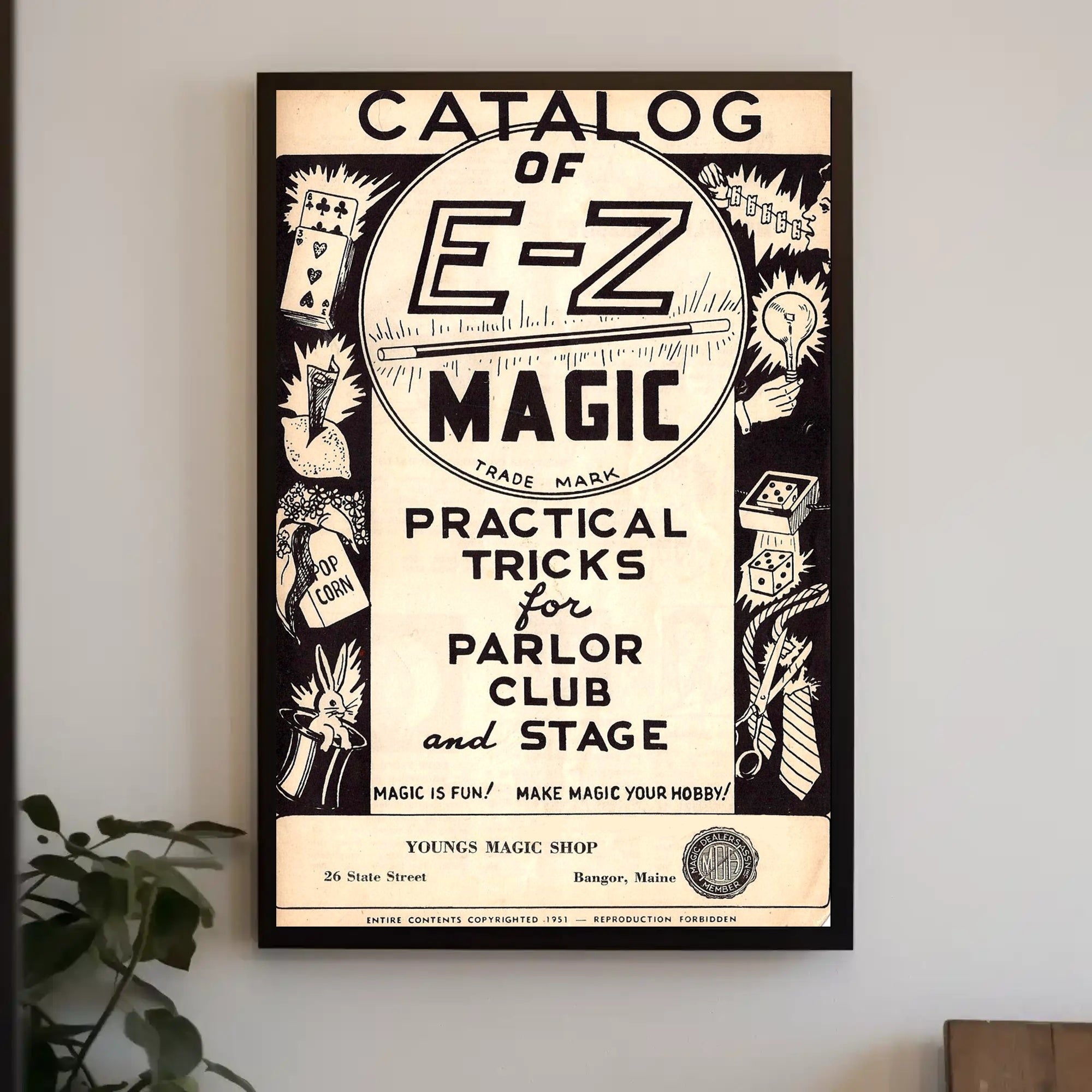 E-Z Magic Catalog Vintage Magic Tricks Artistic Poster