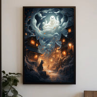 Enchanted Village Under Ghostly Skies Poster