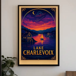 Lake Charlevoix Sunset View - Travel Poster