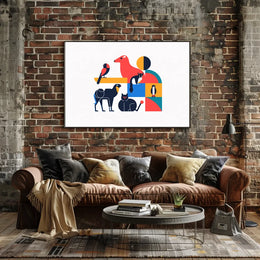 Stylized Geometric Animal Art Poster for Walls