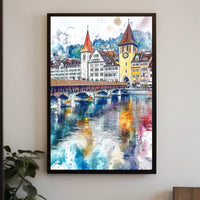 Lucerne Chapel Bridge And Old Town Switzerland Poster
