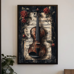 Vintage Violin Symphony Art Poster - Cultural or Heritage Poster