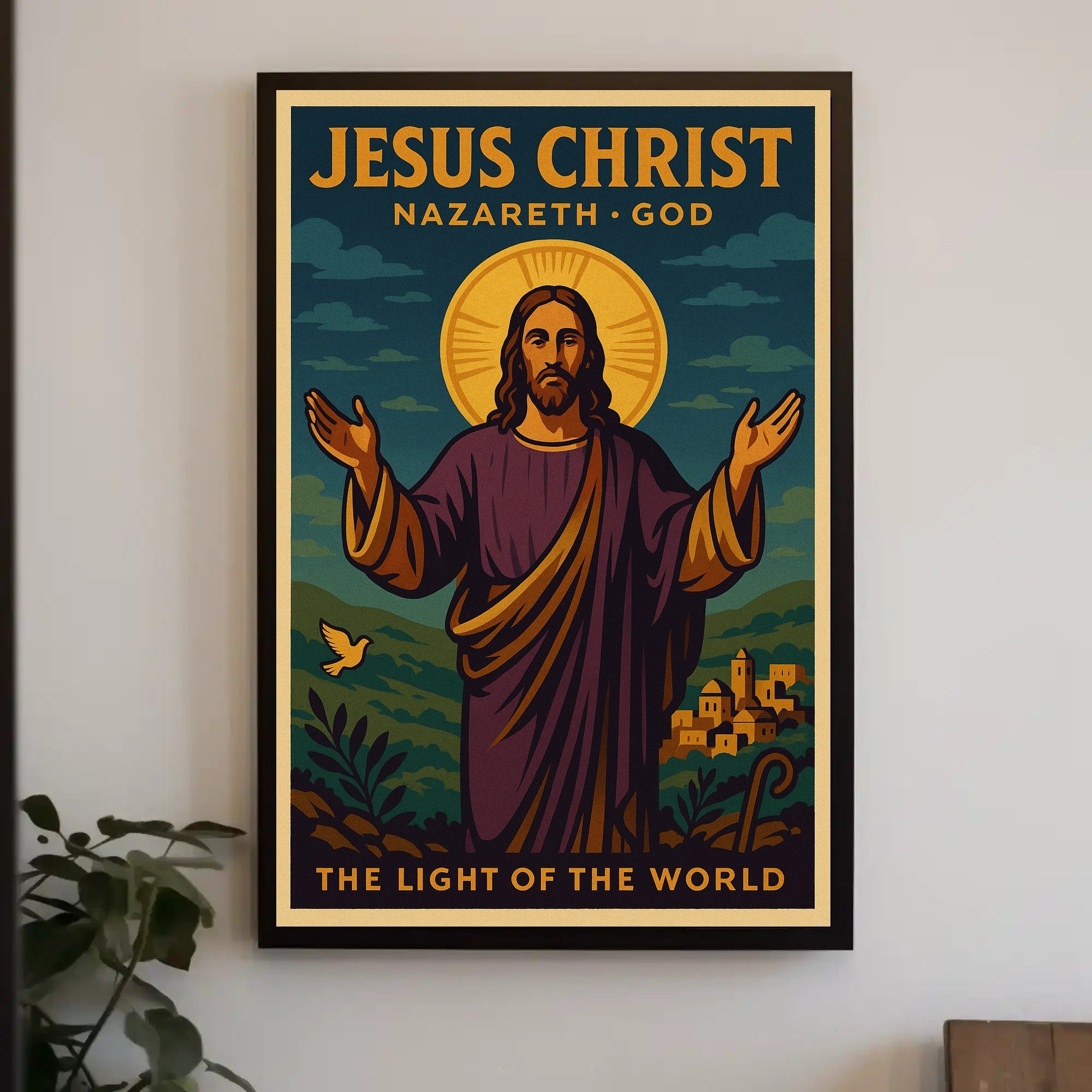 Jesus Christ Vintage Illustration: Motivational or Quote Poster