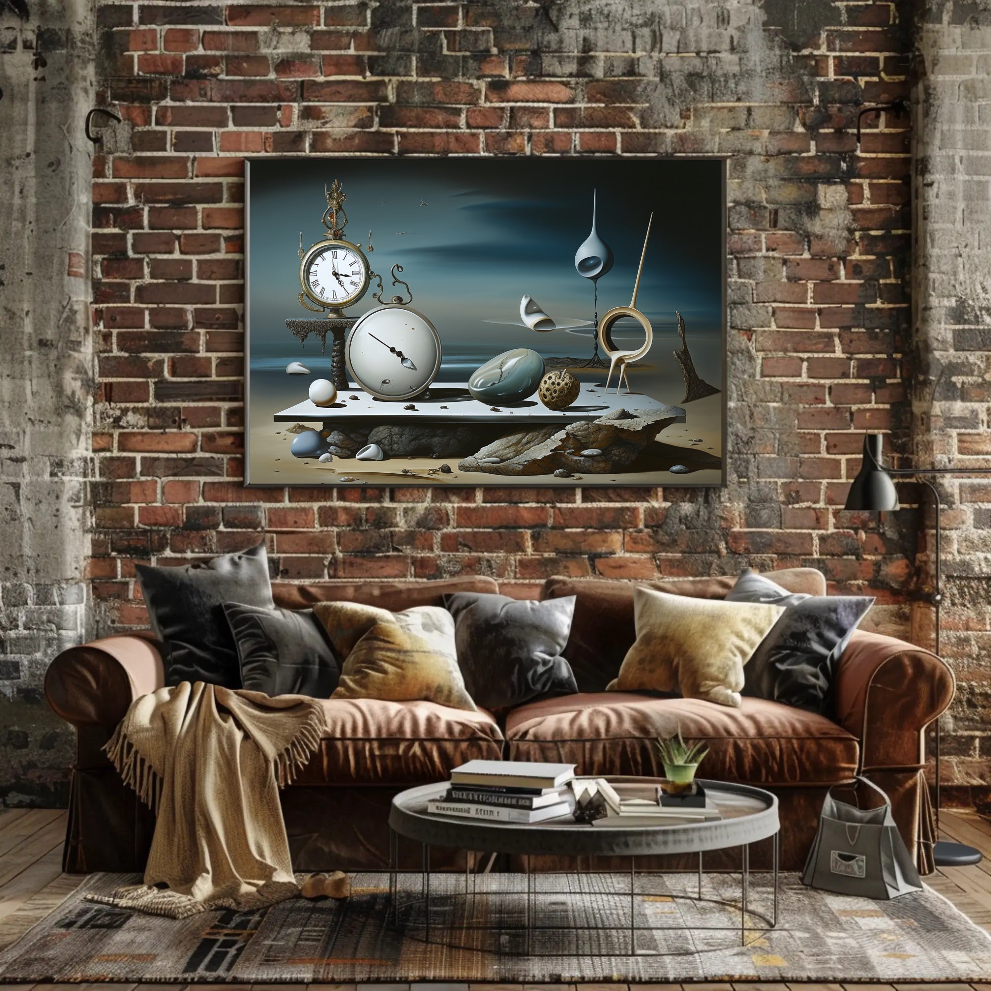 Surrealistic Dreamscape with Captivating Timepieces Abstract or Artistic Poster