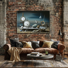 Surrealistic Dreamscape with Captivating Timepieces Abstract or Artistic Poster