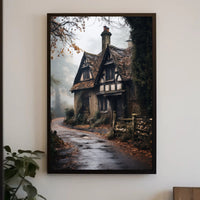 Enchanted Cottage In The Mist Poster