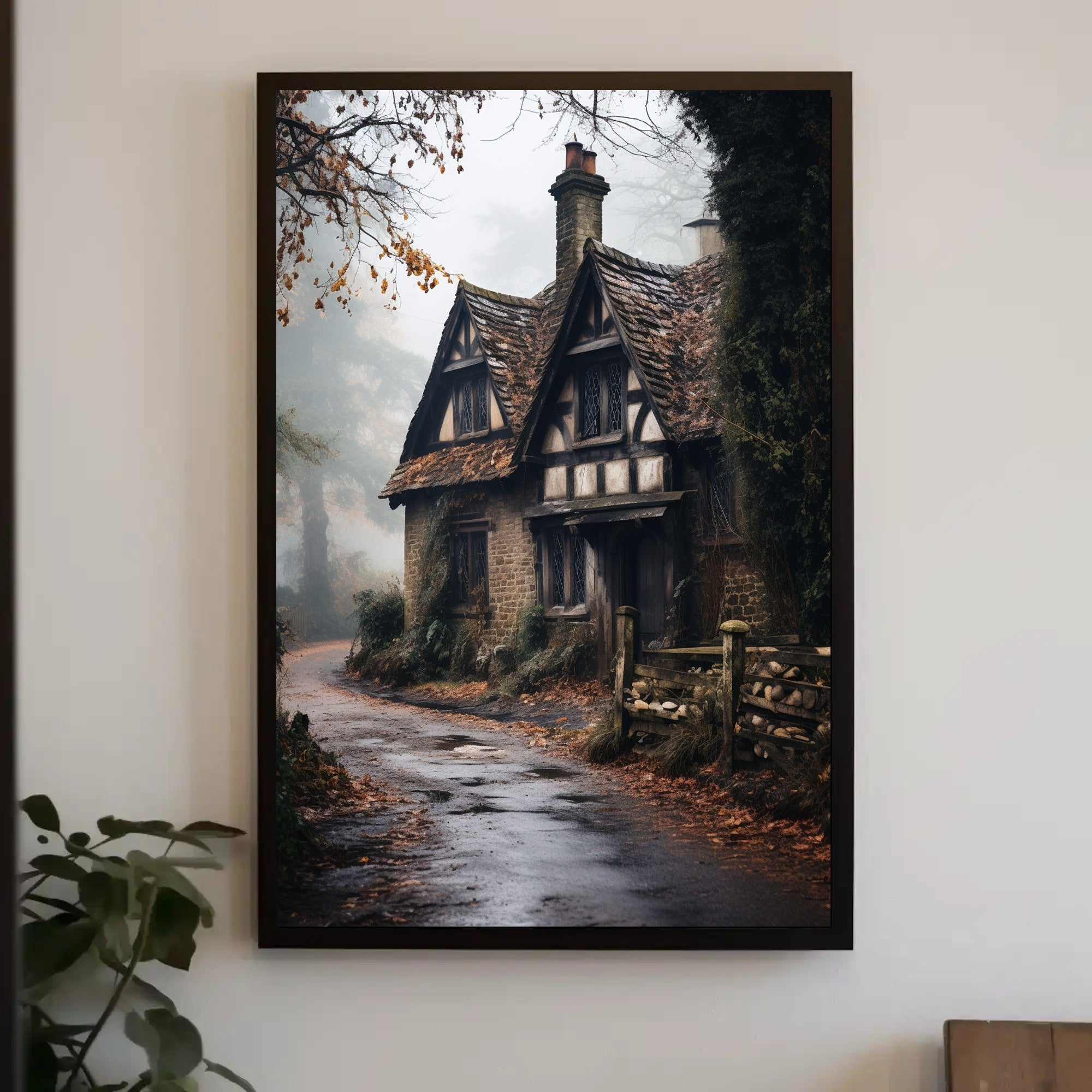 Enchanted Cottage In The Mist Poster
