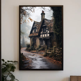 Enchanted Cottage In The Mist Poster