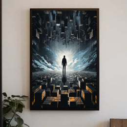 Surreal Futuristic Landscape: Abstract Sci-Fi Poster