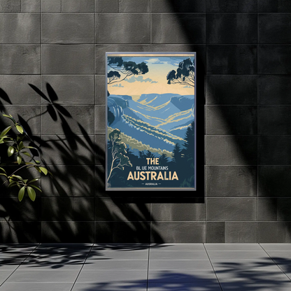 Blue Mountains Australia Vintage Travel Poster - Hills & Valleys