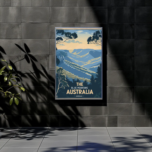 Blue Mountains Australia Vintage Travel Poster - Hills & Valleys