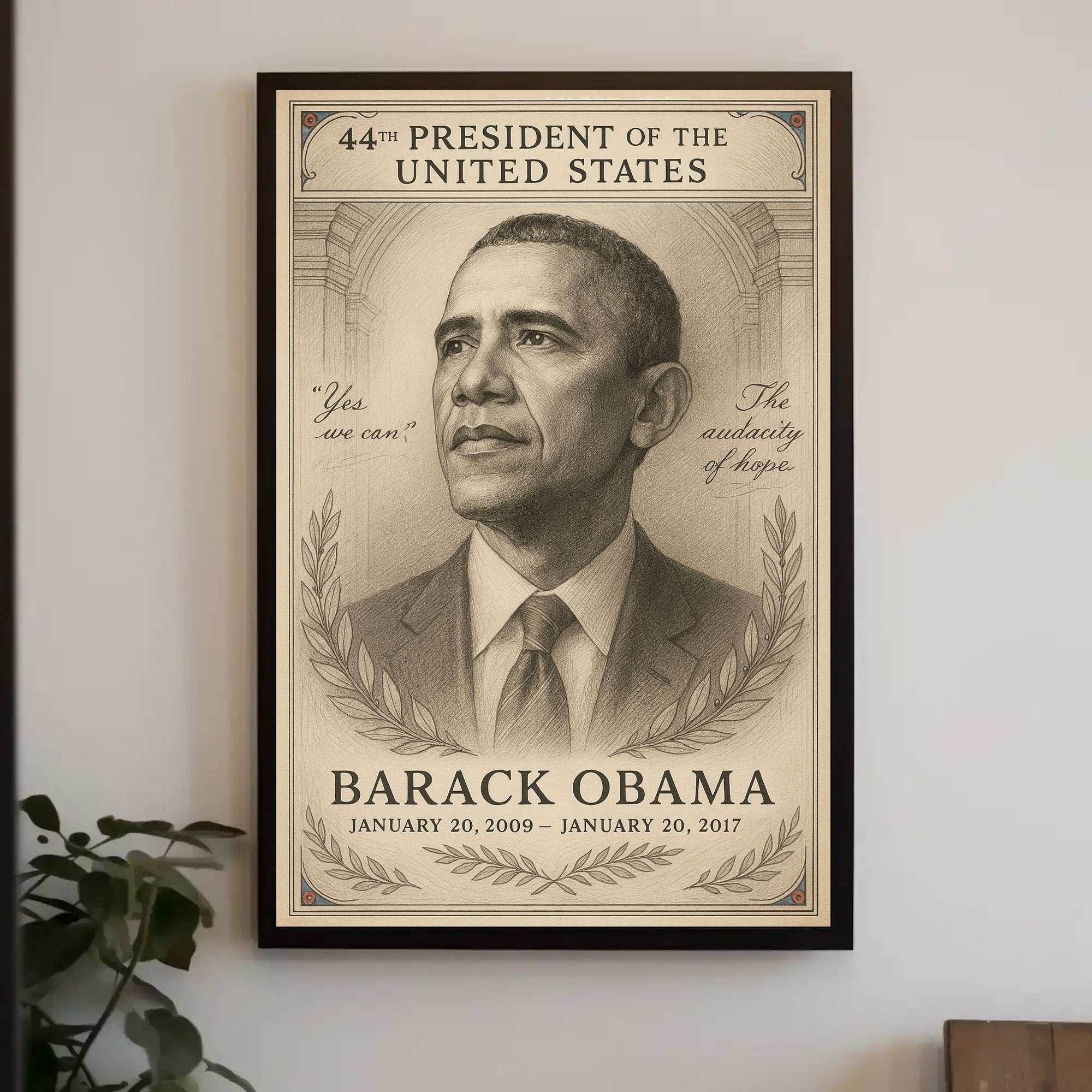 Barack Obama 44th President Sketch Poster Art Print PosterGoat