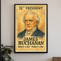 James Buchanan 15th President of the United States Exaggerated Cartoon Sketch Poster