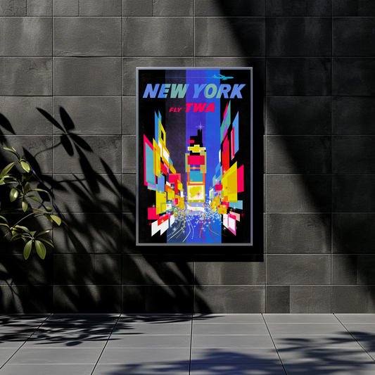 Fly TWA to New York Retro Poster by David Klein (1956)