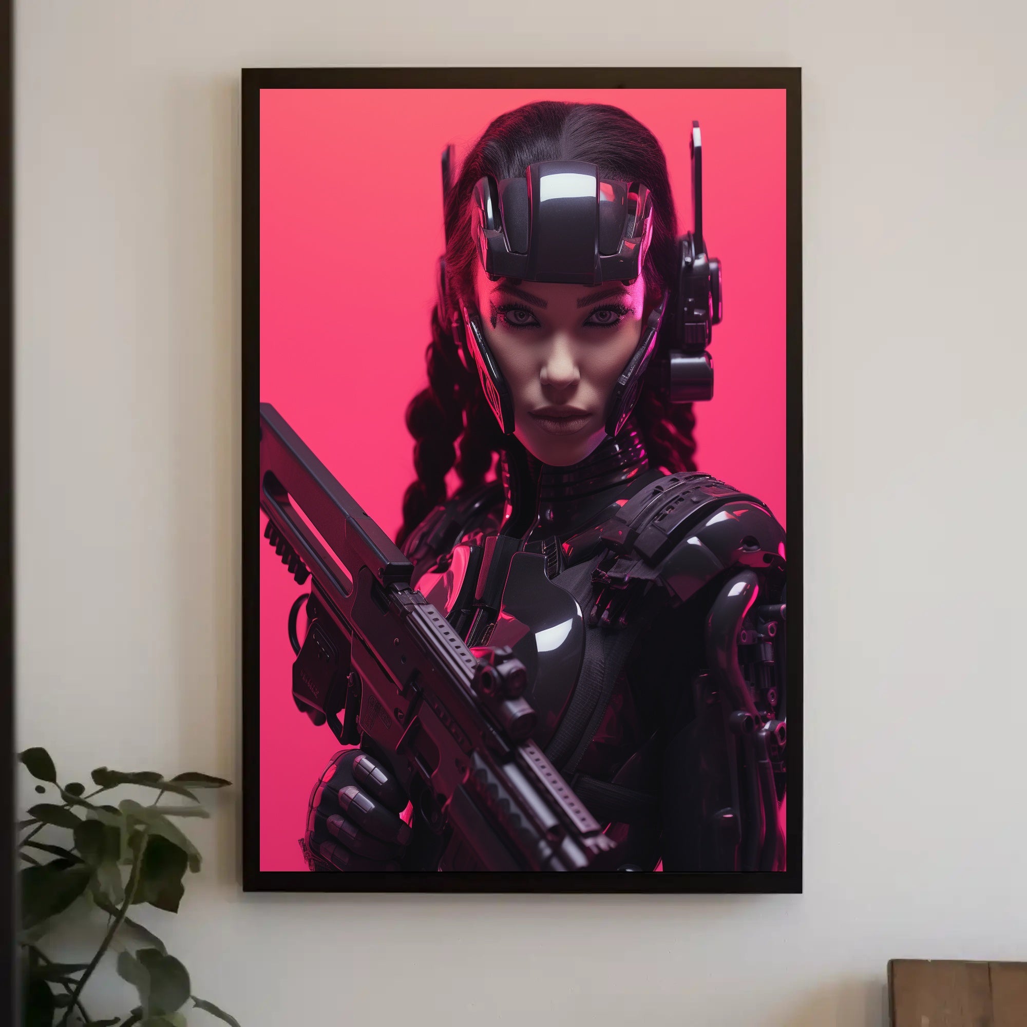 Cybernetic Warrior in Futuristic Sci-Fi Poster