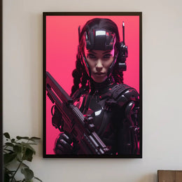 Cybernetic Warrior in Futuristic Sci-Fi Poster