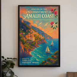 Amalfi Coast Impressionist Art Poster: Vibrant Mediterranean Scene
