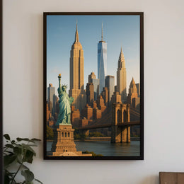 New York City Landmarks Skyline Poster Modern Wall Art