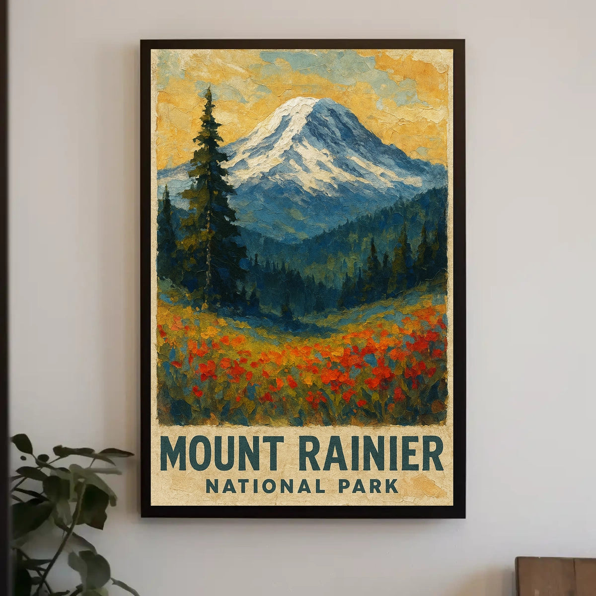 Mount Rainier National Park Wanderlust Vintage Ads Poster