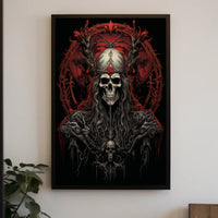 Gothic Skull Fantasy Art Poster with Red Rose