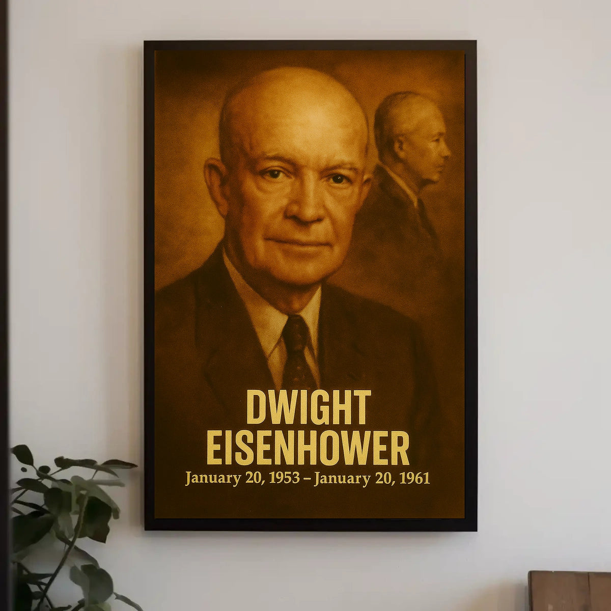Dwight D Eisenhower Poster Vintage Analog Film Aesthetic Presidential Portrait Wall Art Print