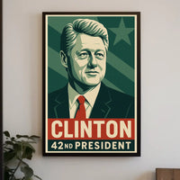 Clinton Cityscape 42nd President Wanderlust Poster