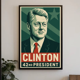 Clinton Cityscape 42nd President Wanderlust Poster