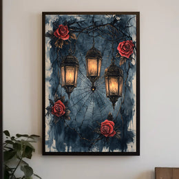 Enchanted Lanterns And Roses Poster